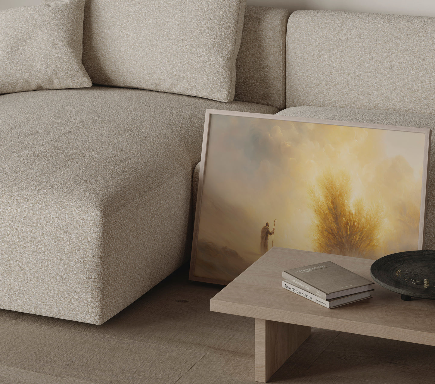 Modern Christian artwork inspired by the story of Moses and the Burning Bush