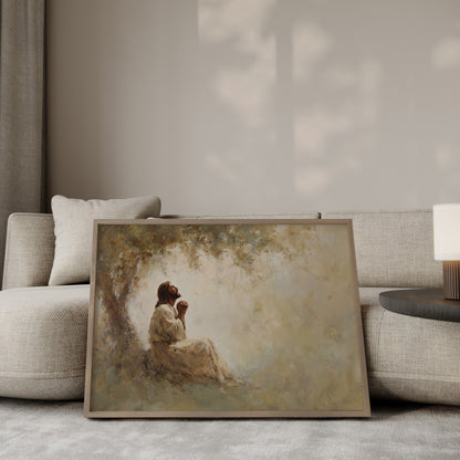 Jesus in Prayer Wall Art Print